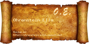 Ohrenstein Ella névjegykártya